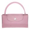 Longchamp Le Pliage Green Серебряная металлическая фурнитура Кожаная сумка-тоут Маленькая розовая женская сумка-тоут 1621919P75