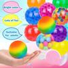 10pcs Transparent Water Ball Pinching Toy Solid Rainbow Ball Squeeze Toys Children Birthday Gift