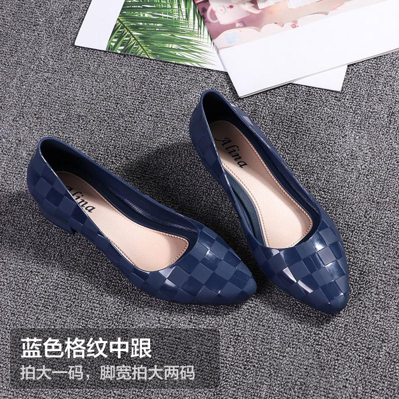 Модные клинья двумя способами водонепроницаемые пвх балетки женские лоферы на массивном каблуке клетчатые конфетные балерины размер 35-41