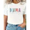 Женская футболка большого размера с графическим принтом "Mama" Белая с круглым вырезом Повседневная рубашка для мам - Повседневная футболка в подарок на День матери и для повседневной носки