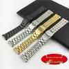 Men's Five-Bead Stainless Steel Watch Band - Curved Solid Chain (18, 20, 22, 24mm)