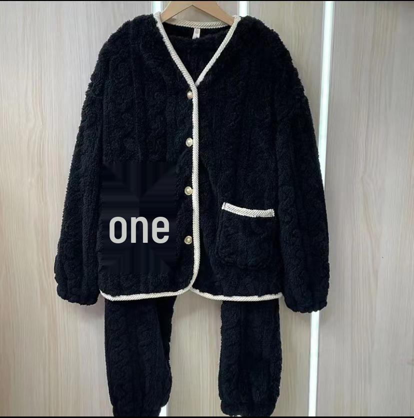 Комплект пижамы из кораллового флиса на весну и осень 2024: Кардиган с длинным рукавом из жаккардового фланеля 3D для дома