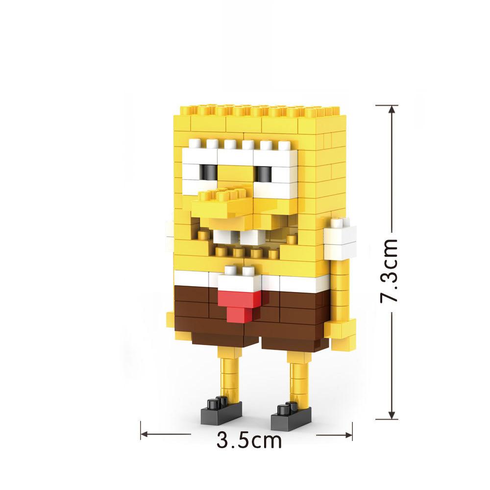Yellow Sponge Cartoon Square Octopus Crab Mini Building Block Anime Character Brick Model DIY Assembly Toy Desktop Ornament Gift