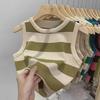 Женский полосатый вязаный жилет - Лето 2024 Ретро-стиль, безрукавный крутой топ