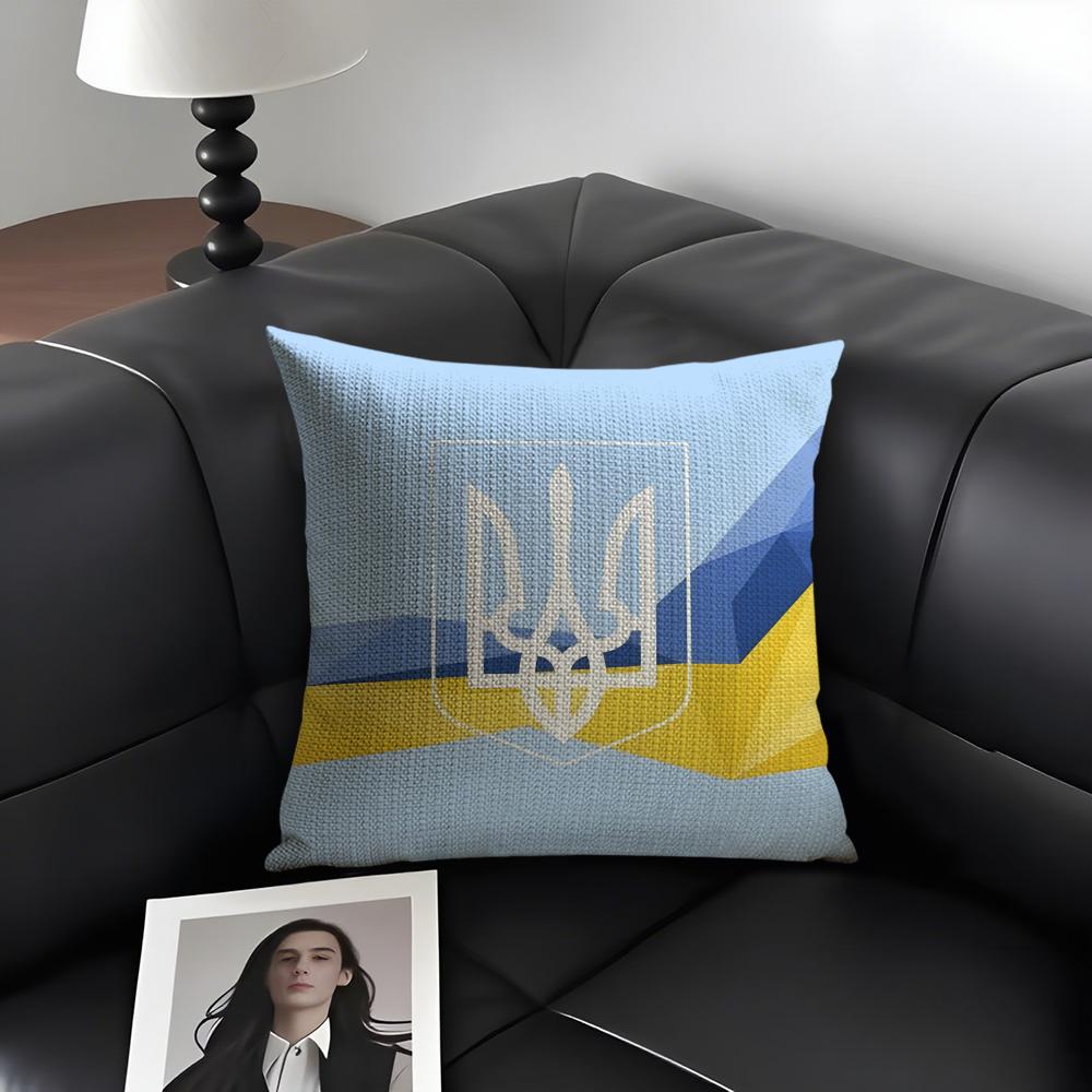 Эстетичная Наволочка с Флагом Украины Горячая Подушка Натуральный Лен Органическая Ткань Двусторонняя Печать Диван Декор Дома Подарок Наволочка