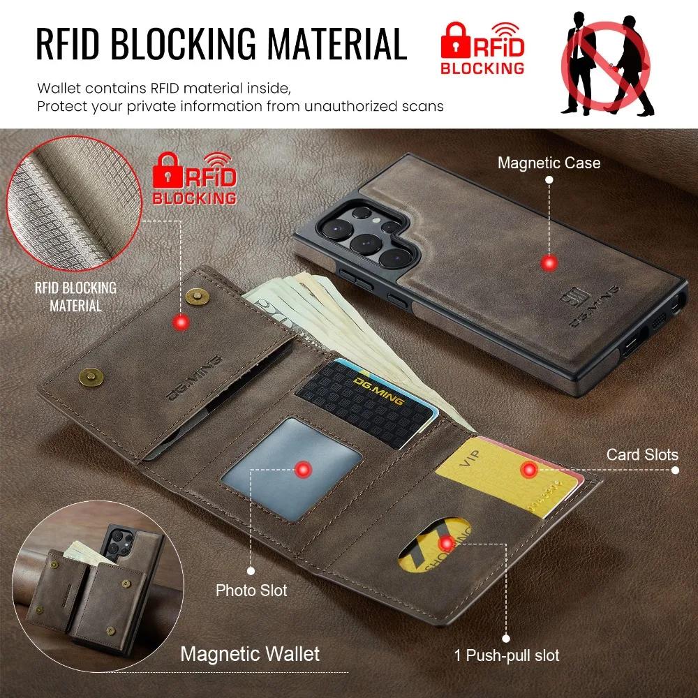 Съемный магнитный чехол-кошелек для Samsung Galaxy S25 Ultra S24 S23 S22 Plus S21 для Magsafe RFID-блокирующий держатель для карт
