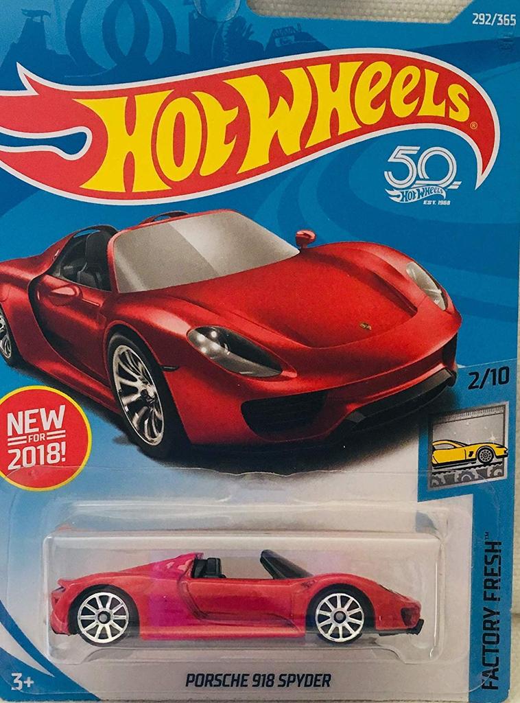 Хот Вилс Заводская свежесть 2/10, КРАСНЫЙ Porsche 918 Spyder 292/365 Карточка 50-летия