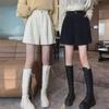 Весенние и осенние вельветовые шорты с высокой талией и широкими штанинами для женщин