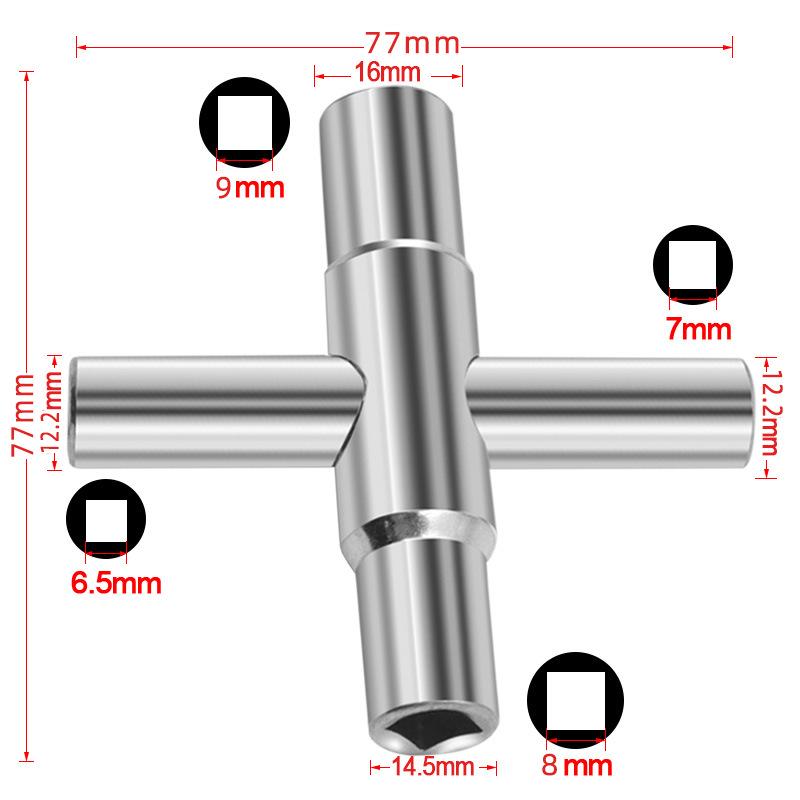 4-in-1 Silver Cross and Square Faucet Wrench Set for Bathroom Repairs