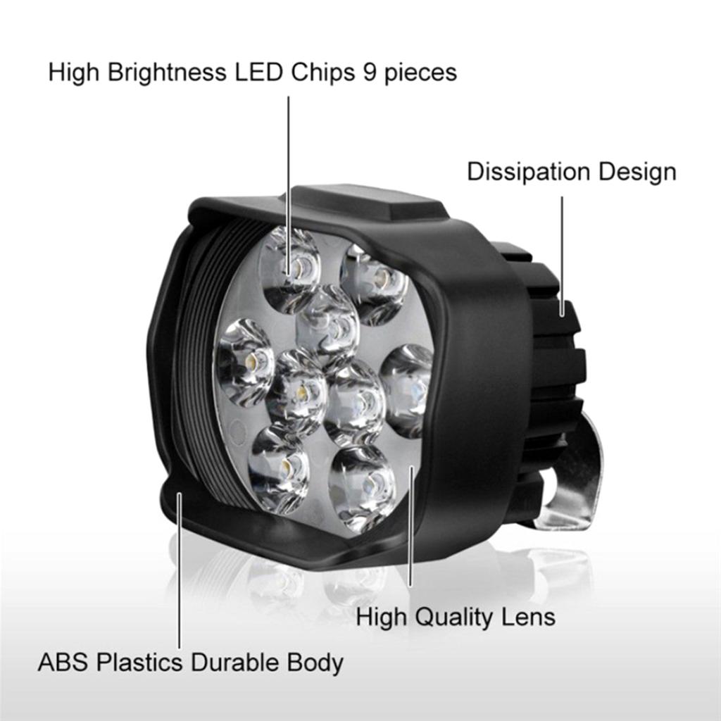 2Pcs Motorcycle Leds External Light 6000K IP68 Waterproof Electric Vehicle Scooter Headlight Driving Fog Lamp