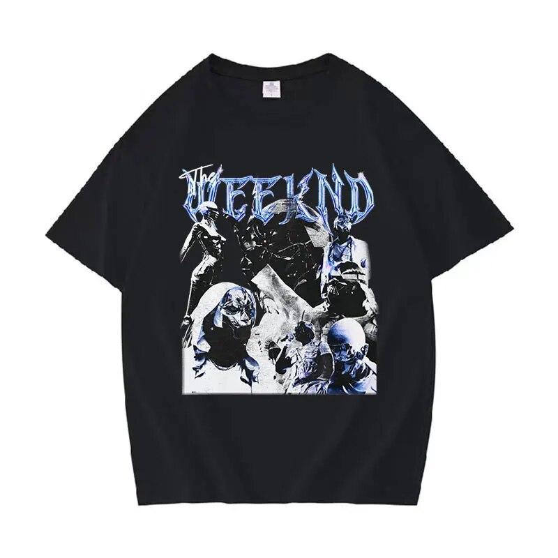 Винтажная футболка с рисунком Singer The Weeknd, унисекс, хип-хоп, готическая футболка с короткими рукавами, унисекс, большие футболки из 100% хлопка, уличная одежда