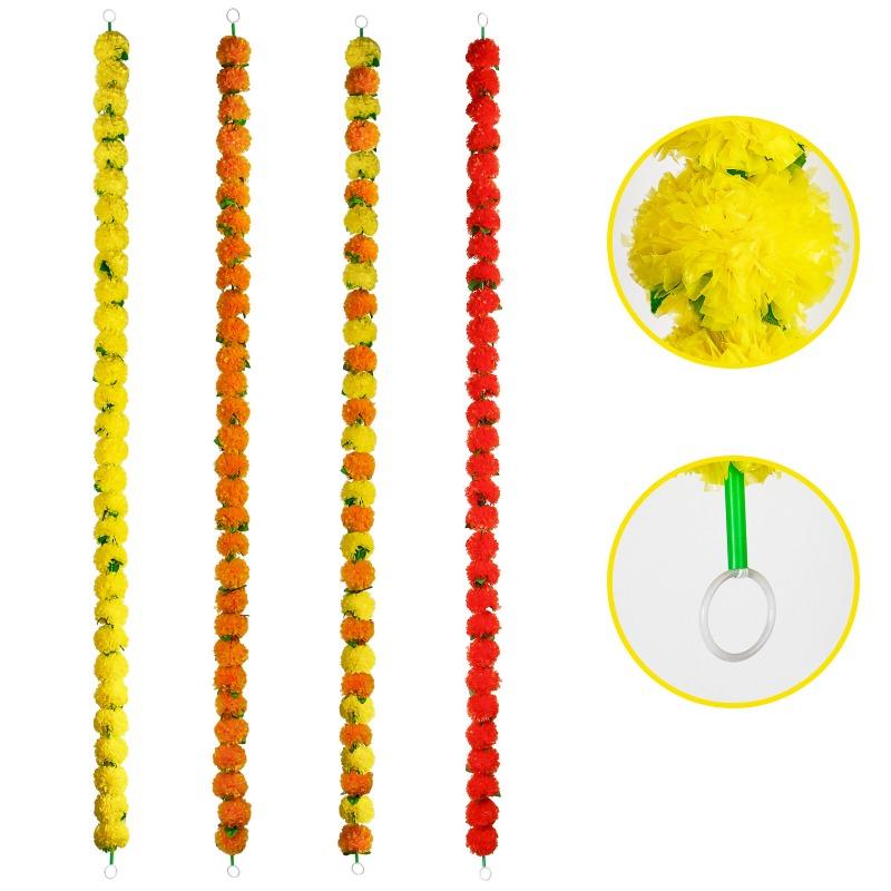 1 шт. Гирлянда из бархатцев Дивали 150 см Пластиковые нити для алтаря Дня мертвых Декор для вечеринки на Хэллоуин Память об умерших