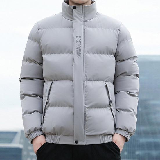 Стильная зимняя мужская хлопковая куртка ветрозащитный дизайн с карманным воротником с лацканами с буквенным принтом короткая повседневная красивая хлопковая куртка-пальто