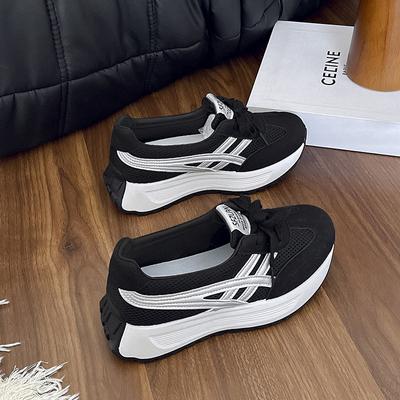 Женские кроссовки на платформе с низким верхом из сетки, женские мокасины, увеличивающие рост, женская нескользящая обувь для ходьбы, кроссовки для активного отдыха