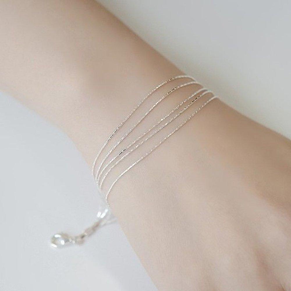 (Silver) 5-Line Unique Bracelet Anniversary Souvenir Gift for Teens, 20s, 30s, Silver