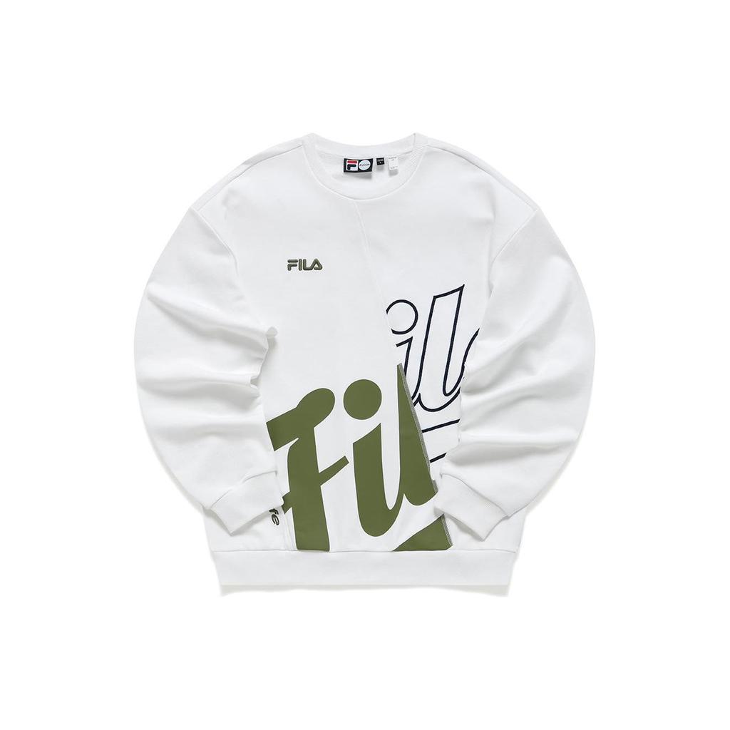 Fila Fusion Свитшот с принтом логотипа, длинный рукав, студенческий свитшот, мужской свитшот, белый T11M212203FWT