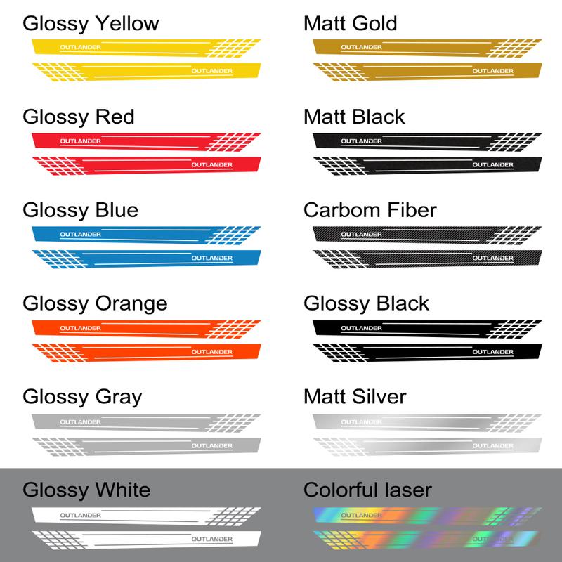 2 шт. Автостайлинг Полосы на боковые юбки дверей Виниловые наклейки Для Mitsubishi Outlander Светоотражающие Авто Декоративные Наклейки Аксессуары