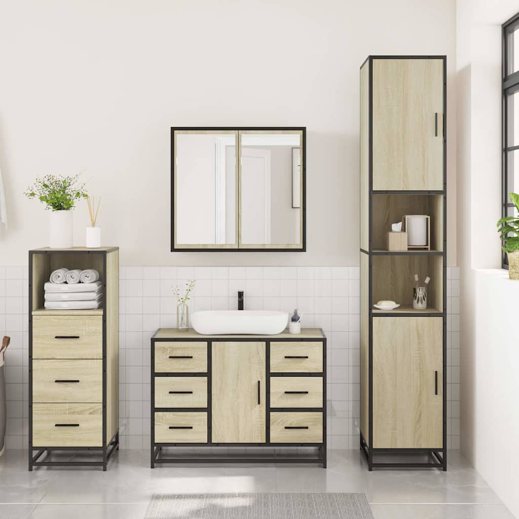 3 Piece Bathroom Furniture Set in Sonoma Oak Particle Board