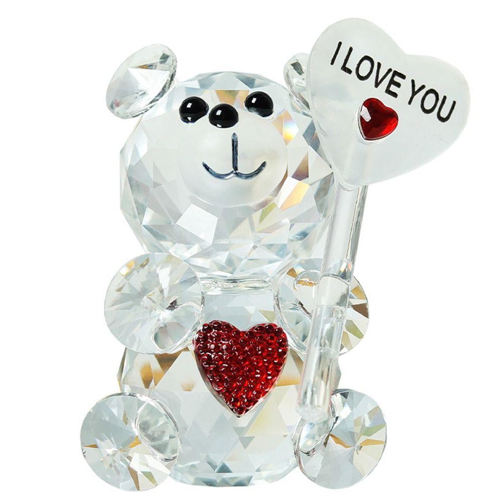 Креативная хрустальная фигурка медведя с надписью «Я люблю тебя» Украшение для рабочего стола Подарок для подружки невесты