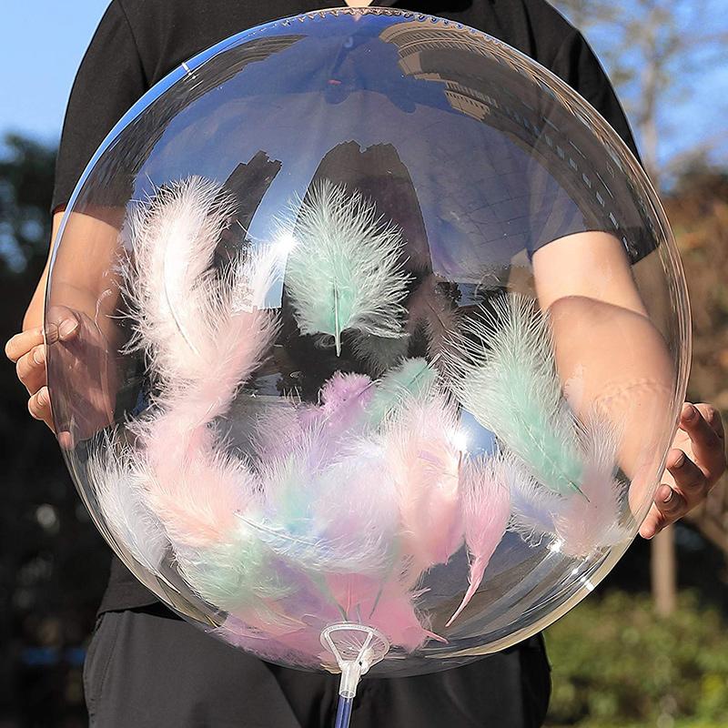 Transparent Bobo Ballons Colorful Feather Filled Balloon Accessories Decor Wedding Valentine's Day DIY Craft Fill Feathe Balloon 5