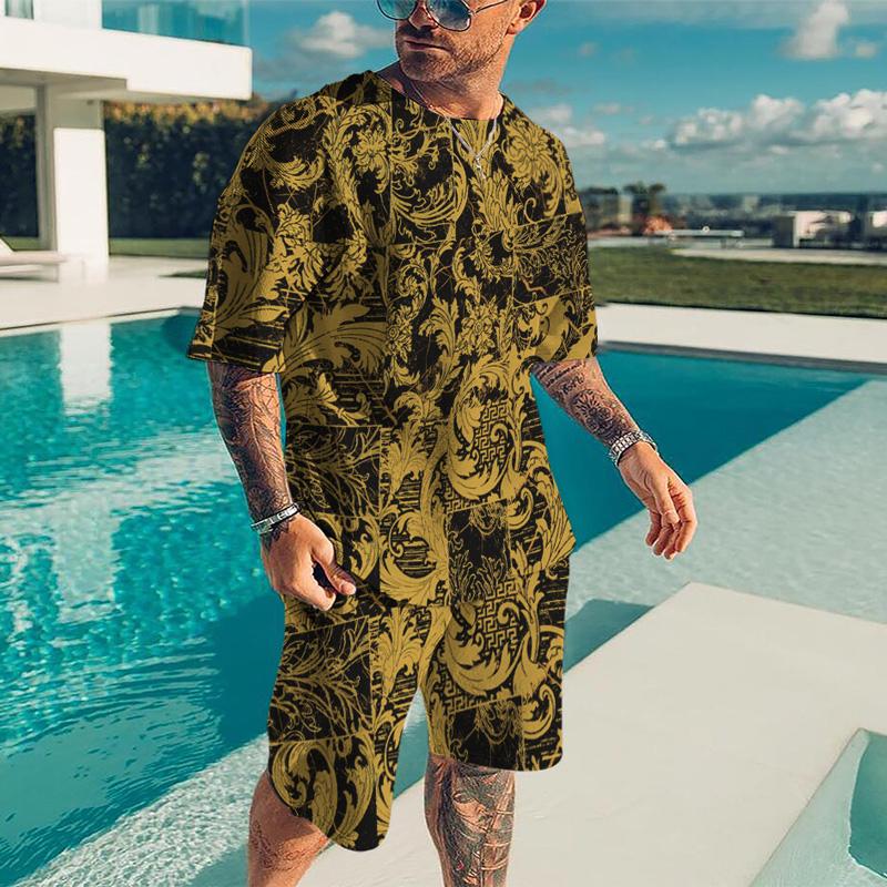 Мужская футболка с 3D принтом, комплект футболок с круглым вырезом и короткими рукавами, летняя футболка большого размера, мужской спортивный костюм, комплект из 2 предметов, футболка XXS-6XL