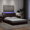VidaXL Bed Frames with LED Lights, Double Bed with Headboard Cushion, Adult Bed, Bedroom Furniture, Modern, 3213707