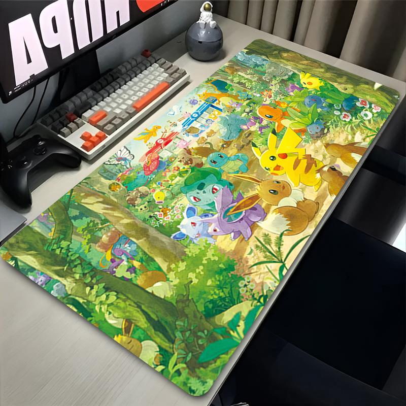 Mouse Pad Gamer Laptop Xxl Large Desk Mat Kawaii Ppikachu Mouse Mat Office Pc Gamer Cabinet Natural Rubber Mousepad