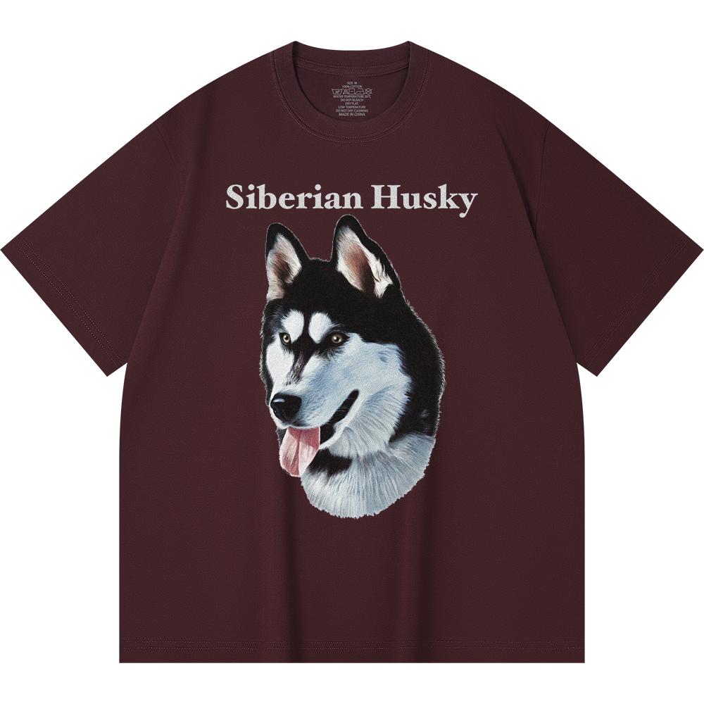Футболка из 100% хлопка плотностью 230 г/м2 с принтом сибирской хаски, забавная футболка из чесаного хлопка в стиле Харадзюку