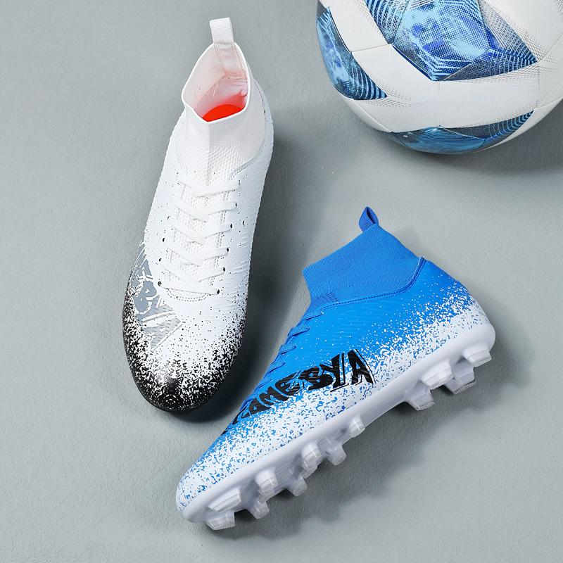 Мужские высокие носки, большие размеры, длинные шипы, футбольные бутсы, нескользящие, износостойкие, TPR, искусственный газон, уличные детские футбольные бутсы