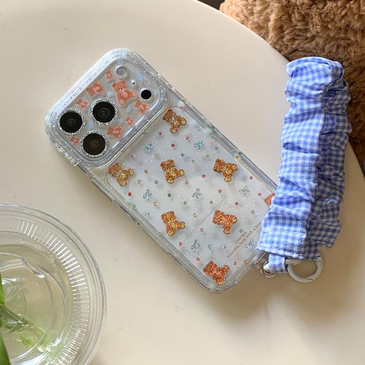 Korean Style Cute Blue Bow Bear Case for iPhone 17/16 Pro Max/15/14