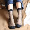 Women's Elastic Cotton Socks Transparent Floral Summer Thin Sheer Non-slip