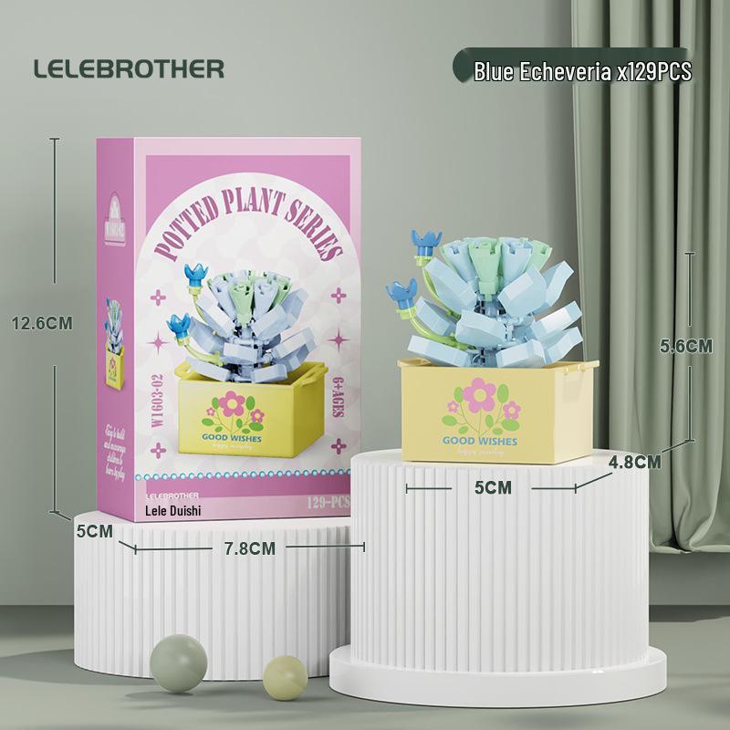 Игрушка-конструктор Lele Brothers Цветочная корзина с суккулентами - Подарок в горшке для девочек
