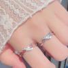 Adjustable Opening Design Engagement Ring Women Wave Lines Rhinestones Decor Wedding Ring Jewelry Accessories