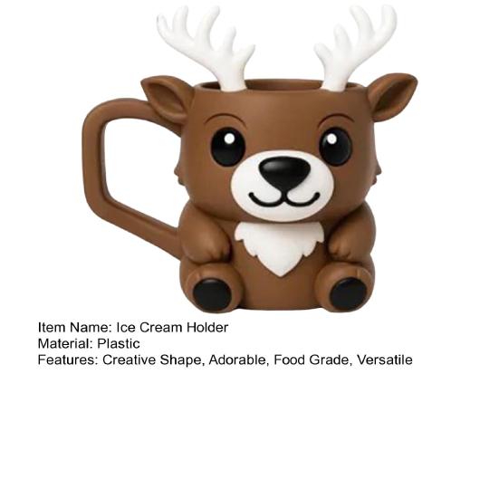Рождественский олень Держатель пинты мороженого с ложкой Милый животный кулер-рукав Непротекающий Чехол для эскимо Держатель для пивной банки Подарки для любителя оленей