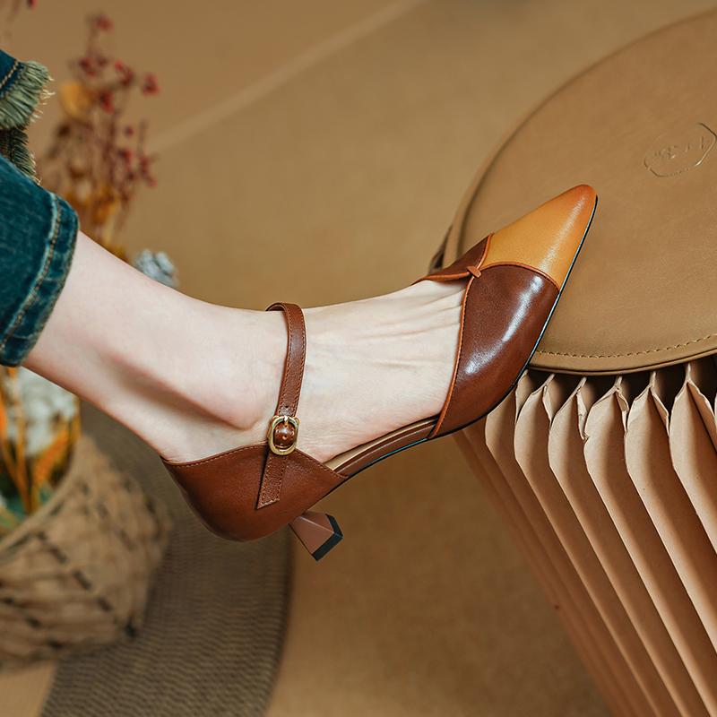 Модные летние женские сандалии из коровьей кожи, туфли для женщин, остроносые, на тонком каблуке, сандалии-гладиаторы, с узкими ремешками, обувь ручной работы