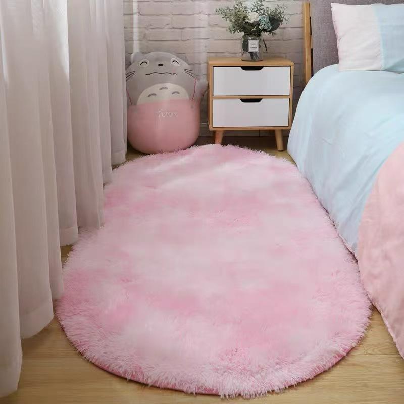 Белый Овальный Пушистый Тканевый Коврик - Мягкий и Декоративный Прикроватный или Коврик для Гостиной