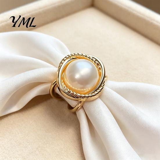 Bridal Scarf Jewelry Alloy Silk Ring with Faux Pearls, Clip Rings for Women, Women Round Buckle Clip, Elegant Retro Holder Dresses And Shirts