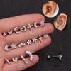 Titanium Stainless Steel Zircon Crown Twist Ball Earrings for European and American Piercings