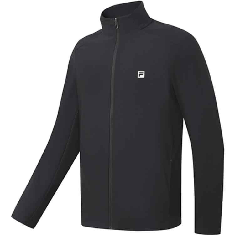 Fila 2023 Осень Новая Вязаная Куртка с Длинным Рукавом Модная Повседневная Однотонная Куртка на Молнии Мужские куртки Насыщенно-Черный A11M331504FBK