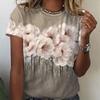 Летние модные топы с короткими рукавами, женские футболки, повседневные футболки с 3D цветочным принтом и круглым вырезом, женская одежда Y2K, футболки больших размеров