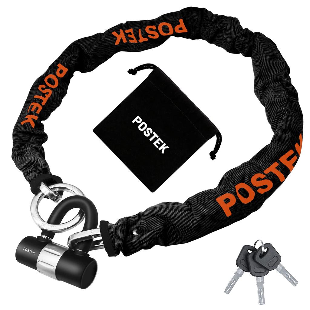 POSTEK Bike Chain Lock with 900mm Square Heavy Extra Thick Chain 10mm Black and Lock, Key, Padlock, Long, Chain, Duty, Lock, Diameter, Anti-Theft