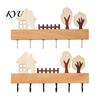 Wooden Hat Rack Key Holder, Solid Wood Organizer with 6 Hooks, Modern Wall Mounted Badge Holder Hanger for Entryway Kitchen And Office Organization