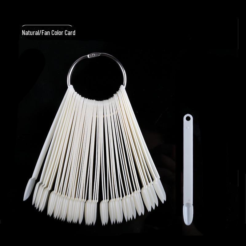 Цветовая карта из 50 веерообразных лаков для нейл-арта с японской круглой головкой - натуральные прозрачные оттенки