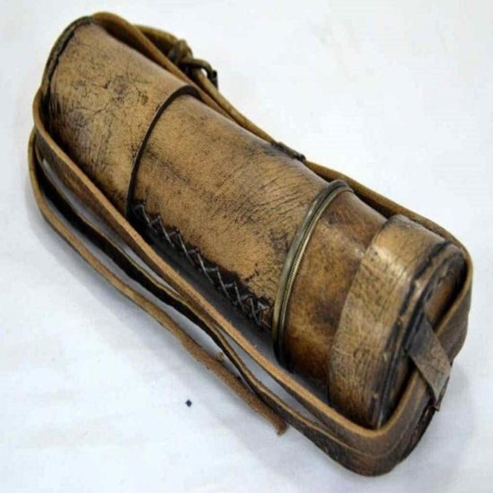 Телескоп из латуни с кожаным чехлом – длина 45,72 см, винтажный дизайн, отделка под античную латунь