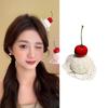 Плюшевая кремовая заколка для волос в виде вишневого торта для женщин и девочек, мягкий полиэстер, сплав, аксессуар для волос для школы, вечеринки, повседневного использования