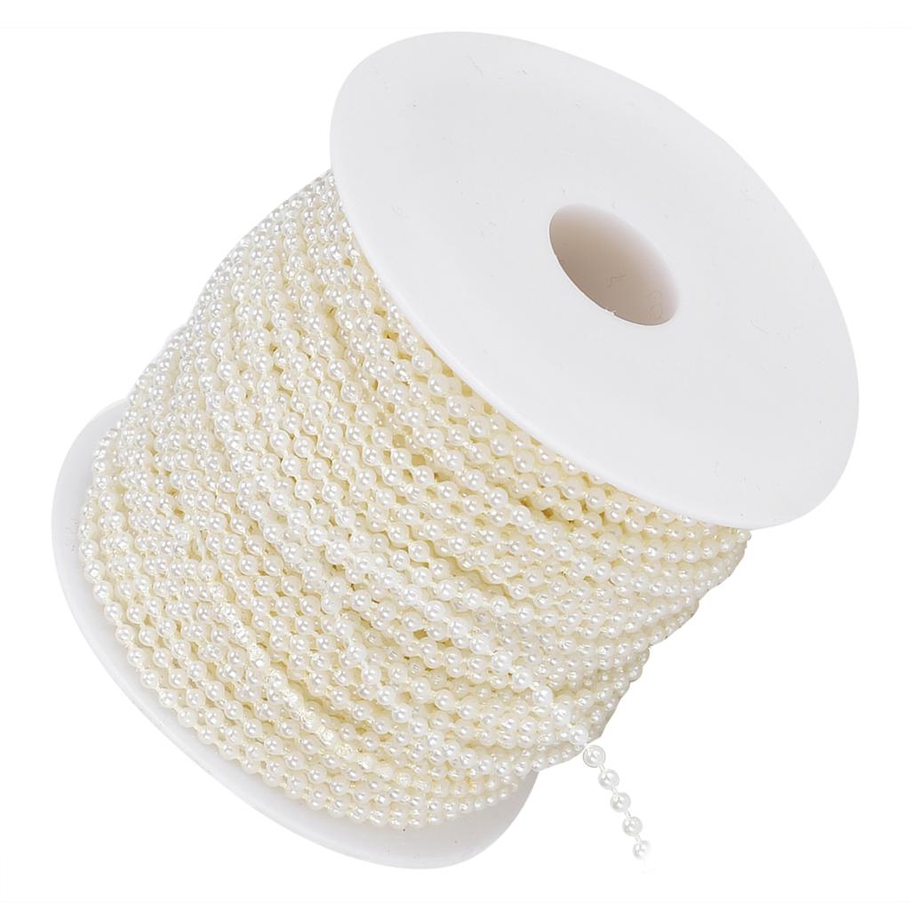 Faux Pearl Bead Garland String Round DIY Decoration Craft Clothing Accessories 3mm 50Meter RollBeige