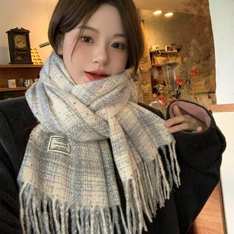 Korean imitation cashmere plaid scarf winter women's new atmosphere couple versatile warm scarf shawl winter