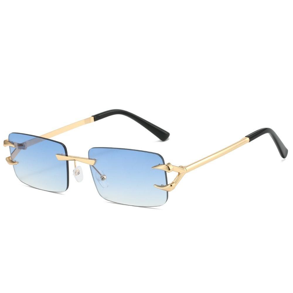 New Frameless Sunglasses Fashionable and Simple Square Frameless Ocean Colored Sunglasses