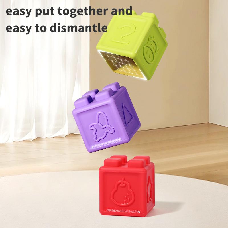 6 шт. детские мягкие пластиковые блоки для младенцев и маленьких детей познавательные мягкие резиновые блоки можно жевать силиконовые блоки игрушка
