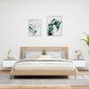 VidaXL Tables de Chevet Murales avec Lumières LED 2 pcs, Armoires de Nuit, Tables de Nuit Chambre, Moderne, Blanc Bois 836827